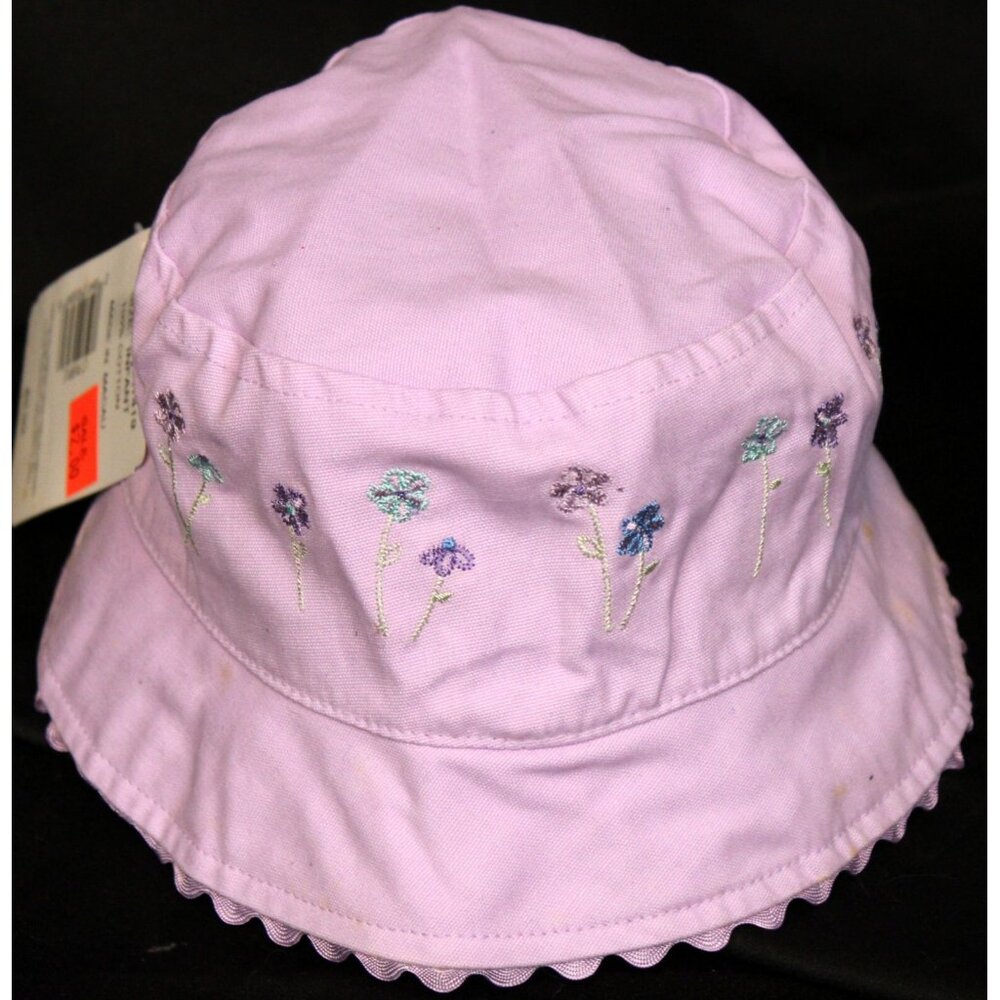 NEW OshKosh B'Gosh Bucket Hat Infant Lavender Flowers Baby Girl Embroidered